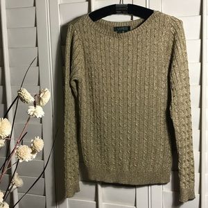 🎊Lauren Ralph Lauren - Gold Shiny Silk Crew🎊
